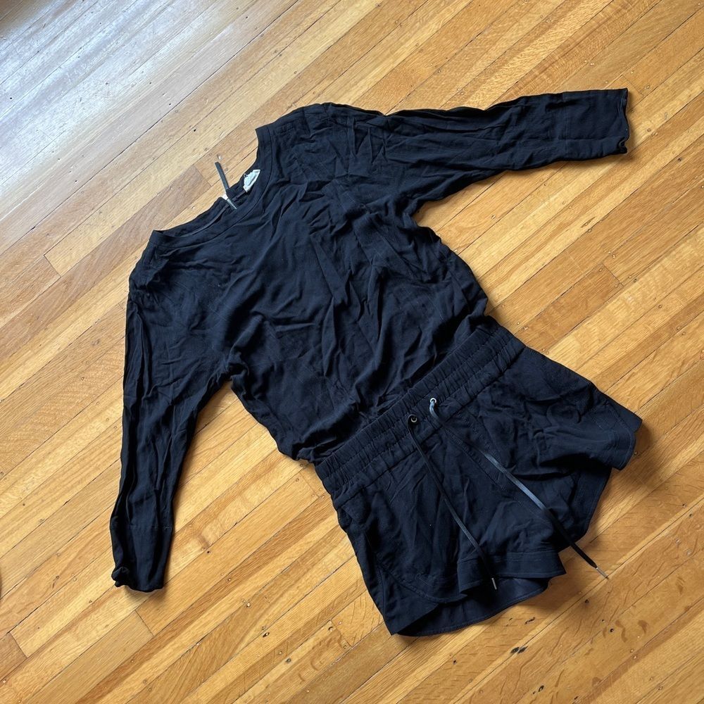 Black HELMUT LANG shorts jumper romper Long sleeved M with cut outs sexy back